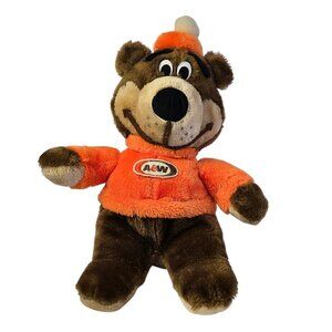 Vintage A&W Bear Plush Root Beer Mascot Stuffed Animal Canasia Toys Brown Orange